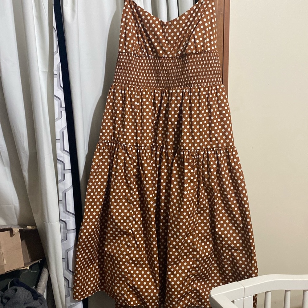 J. Crew Cotton Smocked Sweetheart Dress in Classic Dot, size 18